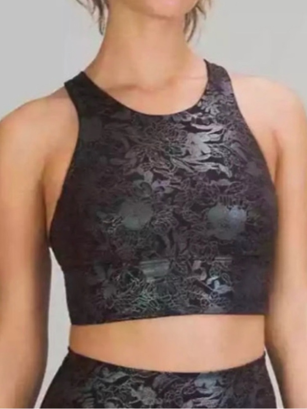 Lululemon Wunder Train Longline Logo Flourish Black Iridescent Foil EUC size 2